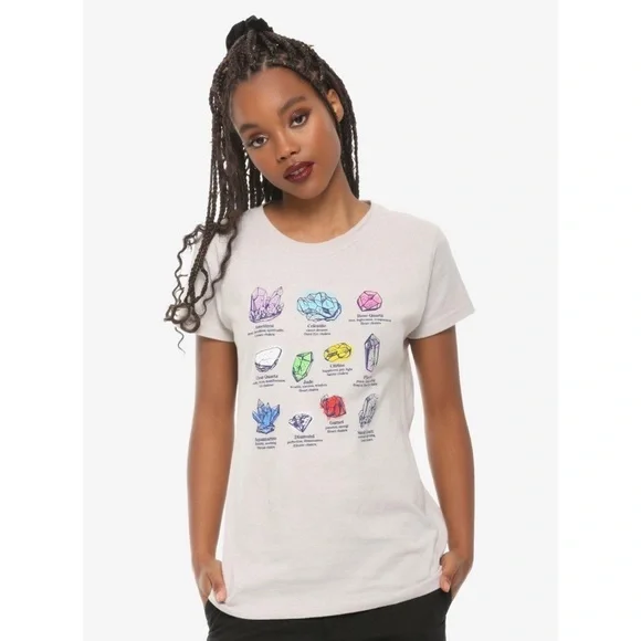 Hot Topic Grey Crystal Meanings T-Shirt Graphic Tee - Picture 2 of 8
